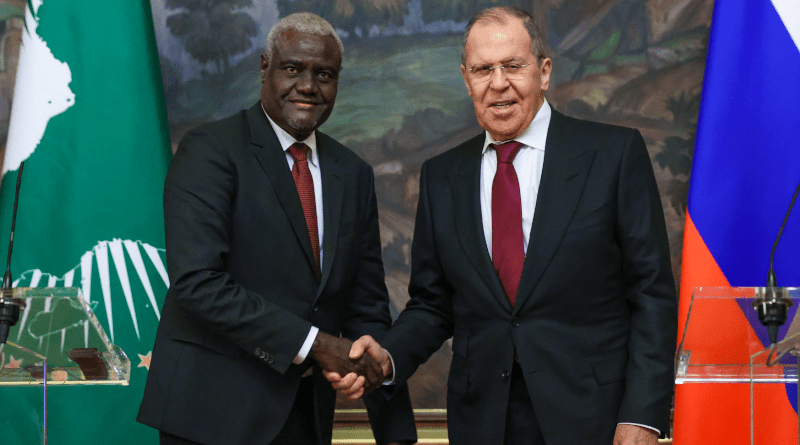 Chairperson of the African Union Commission Moussa Faki Mahamat and Russia's Foreign Minister Sergey Lavrov (Photo supplied)