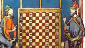 Detail of 13th-century illustration from the Libro de los juegos depicting Jews playing chess. Credit: Wikipedia Commons