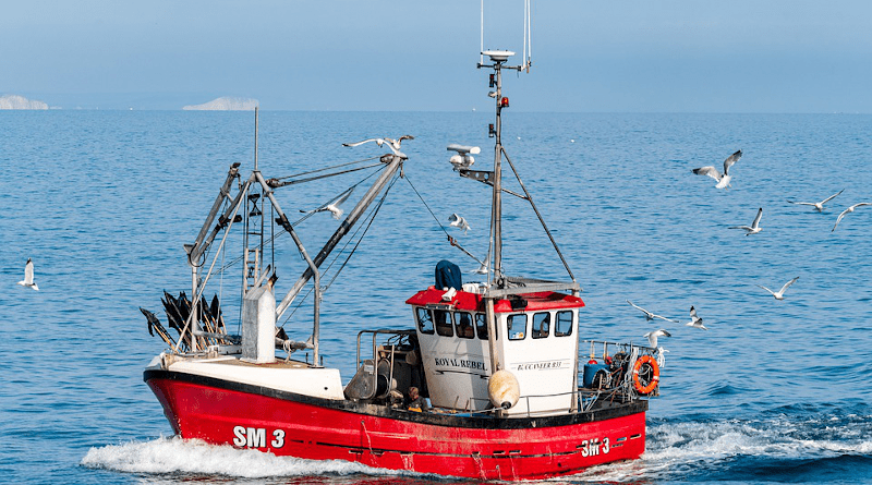 Trawler Fishing Boat Sea Fishing Boat Birds Gulls Ocean