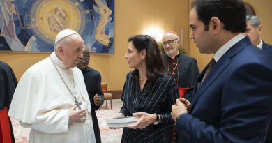 His Holiness Pope Francis with members of the Zayed Award for Human Fraternity at the Vatican. (Supplied)
