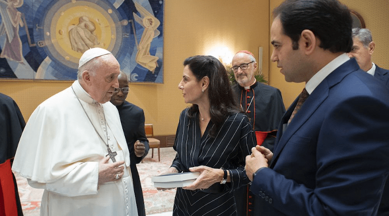 His Holiness Pope Francis with members of the Zayed Award for Human Fraternity at the Vatican. (Supplied)