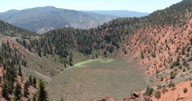 A view of the crater of Dotsero volcano, a monogenetic volcano that erupted in Colorado about 4,000 years ago. Credit: Greg Valentine