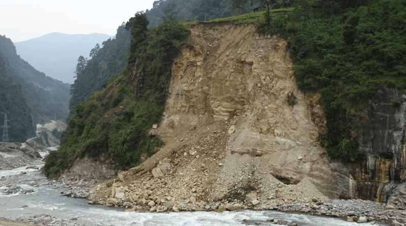 A landslide triggered during the 2019 monsoon season near the village of Chakhu, Nepal CREDIT: Josh Jones, University of Plymouth