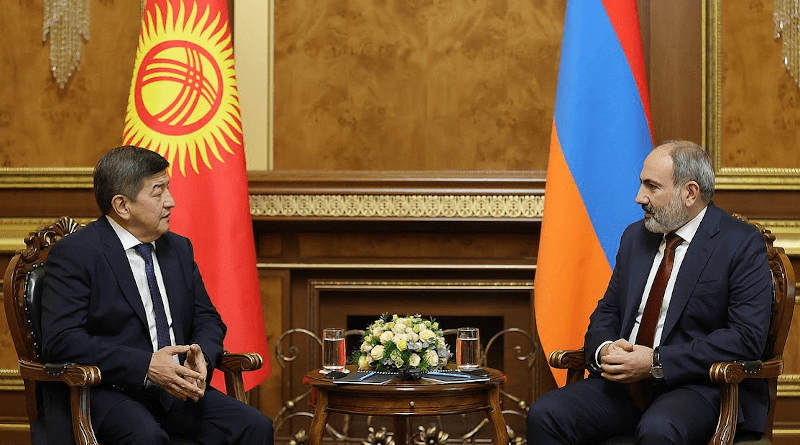 Prime Minister Nikol Pashinyan (right) Prime Minister of Kyrgyzstan Akylbek Japarov. Photo Credit: Armenia Government