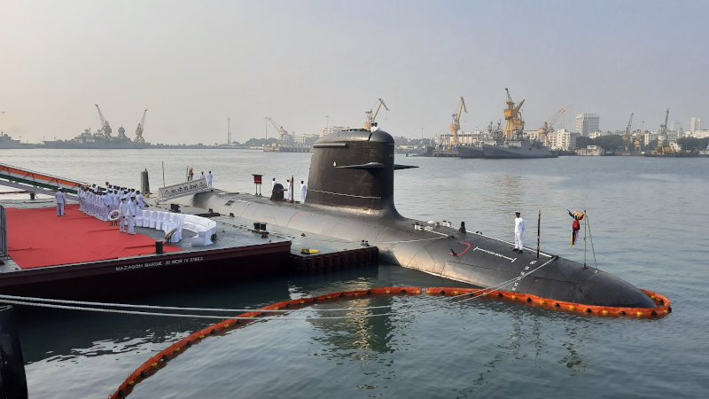 Commissioning of India's INS Vela submarine. Photo Credit: India's Ministry of Defense