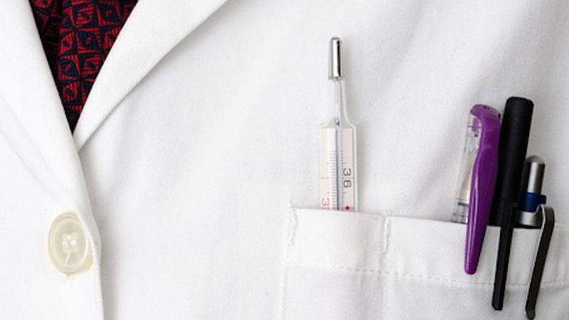 doctor white coat lab thermometer medicine