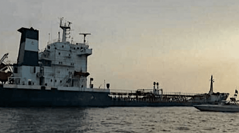 The IRGC seizes foreign ship in Persian Gulf for allegedly smuggling diesel. Photo Credit: Fars News Agency