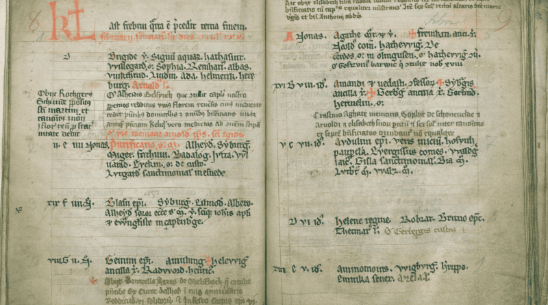 Necrology of the Borghorst church (13th to 15th century) (ill/©: State Archives of North Rhine-Westphalia – Westphalia Department, W 005 / Msc. VII, Nr. 1322)