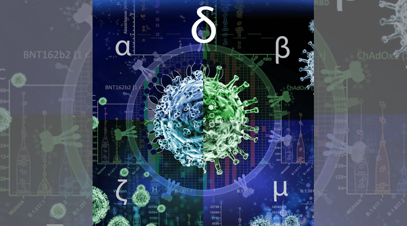 The figure incorporates variations to reflect/suggest virus mutations and also included the relevant Greek alphabet letters to emphasise this and contains the background of some of our figures. CREDIT: Murray Robertson, CC-BY 4.0 (https://creativecommons.org/licenses/by/4.0/)