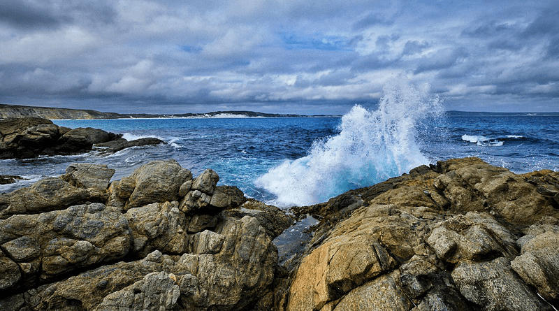 Ocean Waves Rocks Seascape Blue Nature Sea