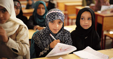 Girls in school, Sana'a, Yemen. Photo Credit: Julien Harneis, Wikipedia Commons