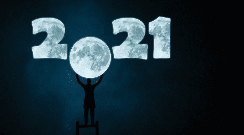 New Year 2021 Moon New Year's Eve Man Silhouette