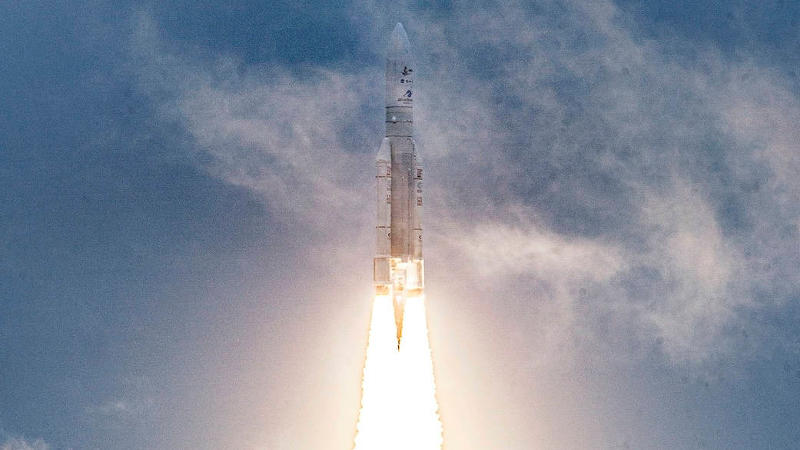 Arianespace's Ariane 5 rocket launches with NASA’s James Webb Space Telescope onboard, Saturday, Dec. 25, 2021, from the ELA-3 Launch Zone of Europe’s Spaceport at the Guiana Space Centre in Kourou, French Guiana. The James Webb Space Telescope (sometimes called JWST or Webb) is a large infrared telescope with a 21.3 foot (6.5 meter) primary mirror. The observatory will study every phase of cosmic history—from within our solar system to the most distant observable galaxies in the early universe. Photo: NASA/Chris Gunn