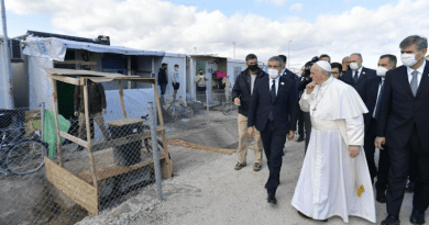 Pope Francis visits the Mavrovouni refugee camp on the Greek island of Lesbos on Dec. 5, 2021 | Vatican Media
