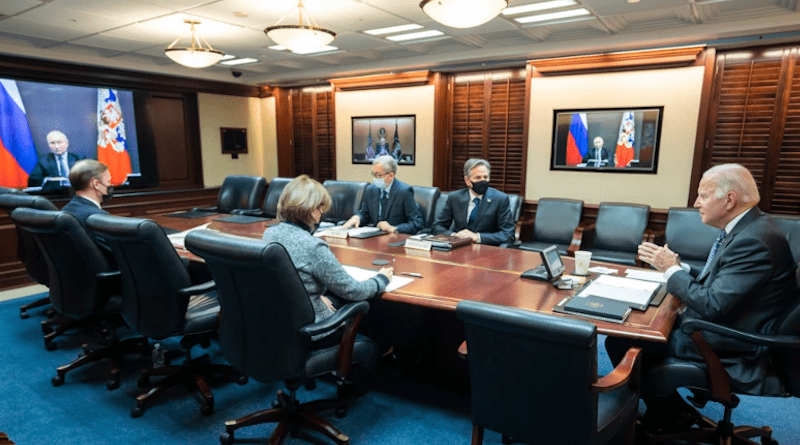 US President Joseph Biden holds videoconference call with Russia's President Vladimir Putin. Photo Credit: The White House