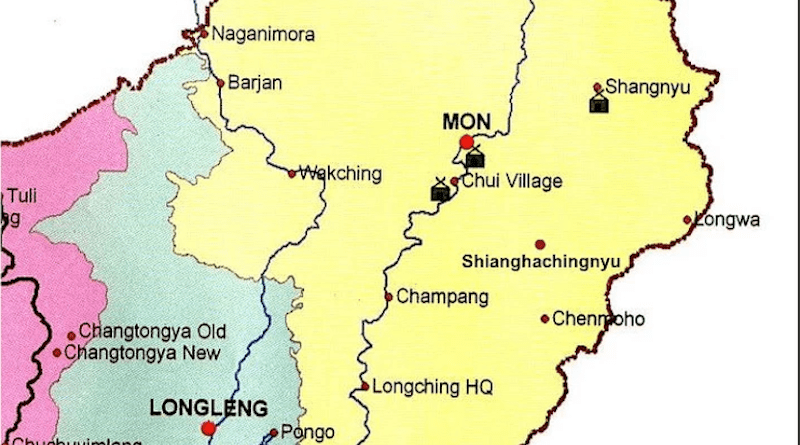 Location of Mon district in Nagaland state in India