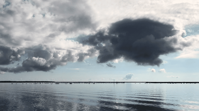 Shellfish farms in Portersville Bay, Alabama in Mississippi Sound on the northern Gulf of Mexico coast. Farms are located at the mouth of West Fowl River. CREDIT: R.H. Carmichael