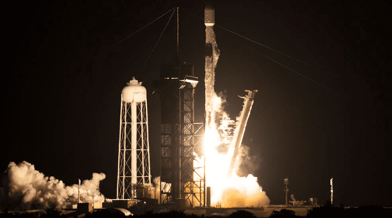 A SpaceX Falcon 9 rocket launches with NASA's Imaging X-ray Polarimetry Explorer (IXPE) spacecraft onboard from Launch Complex 39A, Thursday, Dec. 9, 2021, at NASA's Kennedy Space Center in Florida. The IXPE spacecraft is the first satellite dedicated to measuring the polarization of X-rays from a variety of cosmic sources, such as black holes and neutron stars. Launch occurred at 1 a.m. EST. Credits: NASA/Joel Kowsky