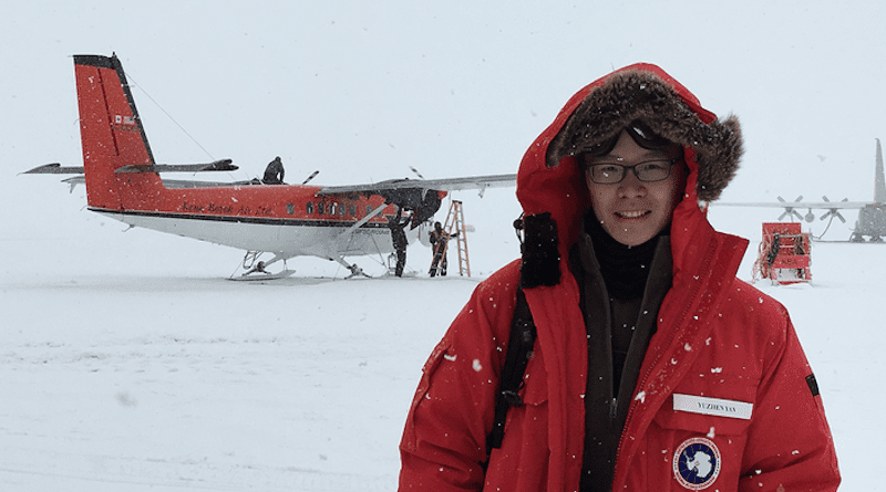 Yuzhen Yan in Antarctica in December 2015. CREDIT: Photo courtesy of Yuzhen Yan