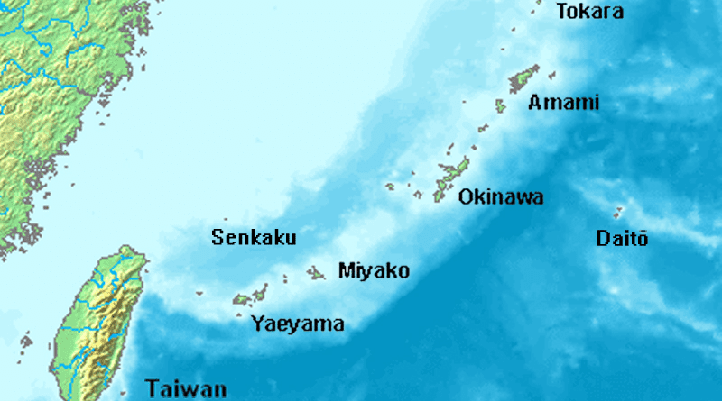 Location of Japan's Nansei Islands (Ryukyu Islands) near Taiwan. Credit: Wikipedia Commons