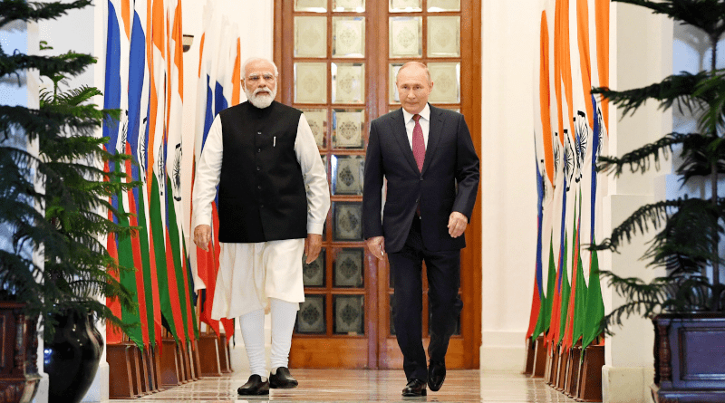 India's Prime Minister, Shri Narendra Modi with the President of Russian Federation, Mr. Vladimir Putin, at Hyderabad House, in New Delhi on December 06, 2021. Photo Credit: PM India