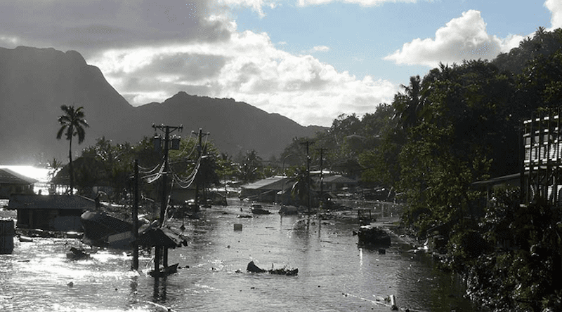 On September 29, 2009, a tsunami caused substantial damage and loss of life in American Samoa, Samoa, and Tonga. The tsunami was generated by a large earthquake in the Southern Pacific Ocean. CREDIT: NOAA