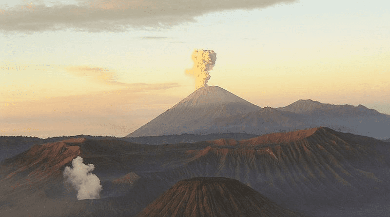 File photo of Semeru volcano above Mount Bromo, East Java, Indonesia. Photo Credit: Jan-Pieter Nap, Wikipedia Commons