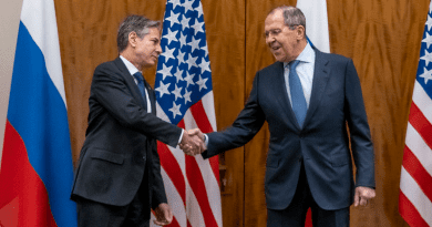 Secretary of State Antony J. Blinken meets with Russian Foreign Minister Sergey Lavrov in Geneva, Switzerland, on January 21, 2022. [State Department photo by Ron Przysucha/ Public Domain]