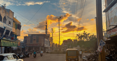 Telangana India Street Evening Sunset Vehicles Nethaji Chowk