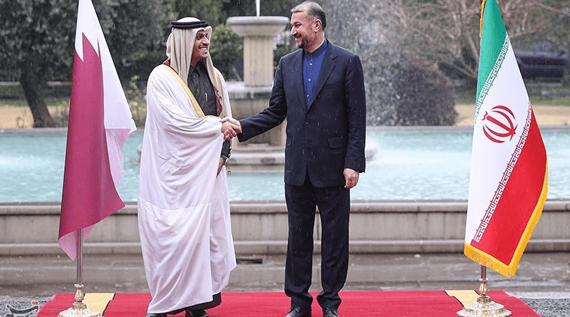 Iranian Foreign Minister Hossein Amirabdollahian with Qatar’s Deputy Prime Minister and Minister of Foreign Affairs Mohammed bin Abdulrahman Al Thani. Photo Credit: Tasnim News Agency