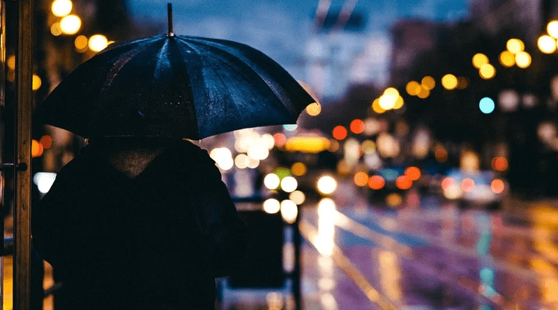 city rain man umbrella