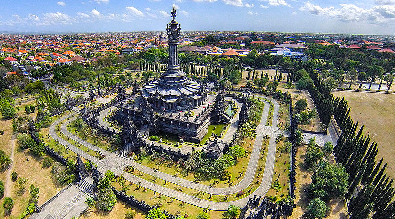 Aerial view of the Bajra Sandhi Monument in Denpasar City in Indonesia. Photo Credit: trezy humanoiz, Wikipedia Commons.