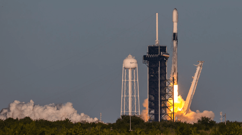 A Falcon 9 rocket carrying 49 Starlink satellites into orbit launches from LC-39A at Kennedy Space Center, Fla., Jan. 6, 2022. Photo Credit: Joshua Conti, Space Force