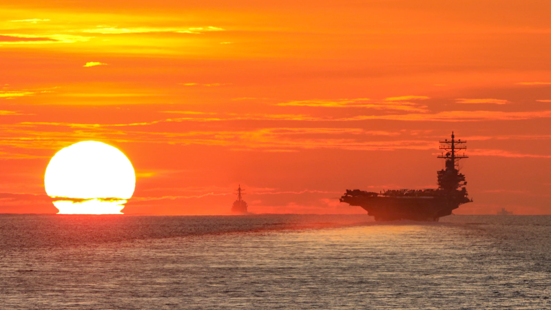 USS Ronald Reagan transits South China Sea with USS Halsey and USS Shiloh, in Strait of Malacca, June 18, 2021 (U.S. Navy/Rawad Madanat)