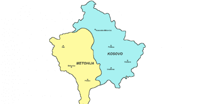 Map of geographical regions of Kosovo and Metohija. Credit: Wikipedia Commons