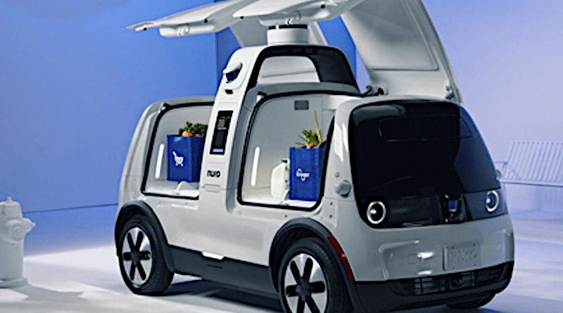 Nuro's third-generation autonomous delivery vehicle features greater payload. Photo Credit: BYD