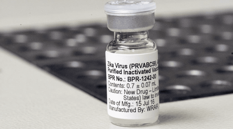 Vial of the Zika virus vaccine (ZPIV) candidate developed by a team at Walter Reed Army Institute of Research. CREDIT: WRAIR