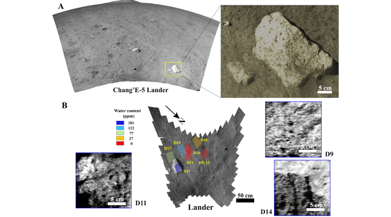 Context images and water content at the Chang’E-5 landing site CREDIT: LIN Honglei