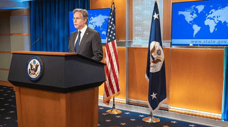 Secretary of State Antony J. Blinken briefs reporters during a Department Press Briefing, from the U.S. Department of State in Washington, D.C. [State Department Photo by Freddie Everett]