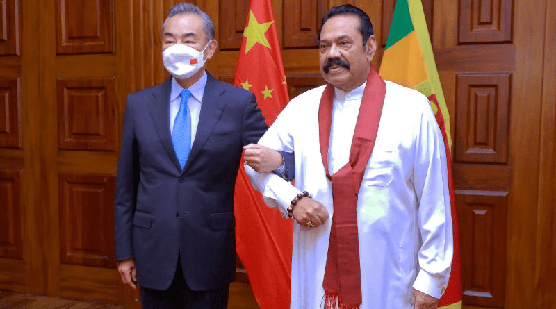 China's Foreign Minister Wang Yi with Prime Minister of Sri Lanka, Mahinda Rajapaksa. Photo Credit: Sri Lanka government