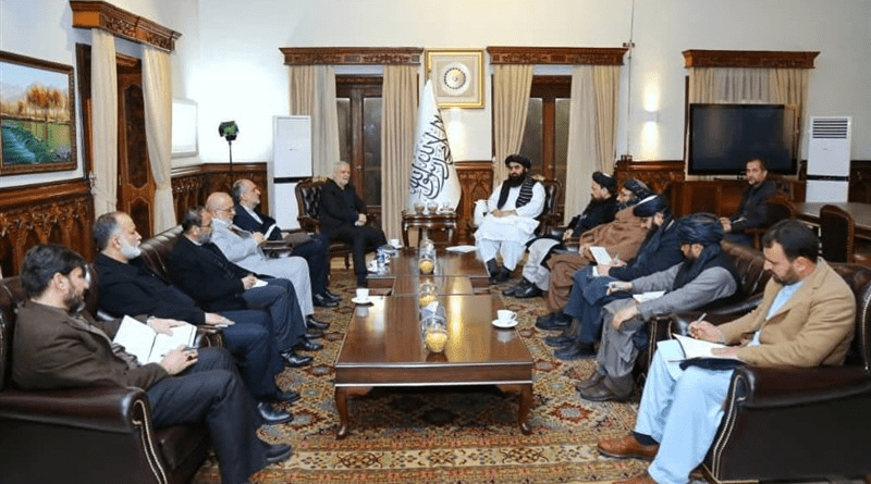 Iranian special envoy for Afghanistan Hassan Kazemi Qomi meets with Taliban in Kabul. Photo Credit: Tasnim News Agency