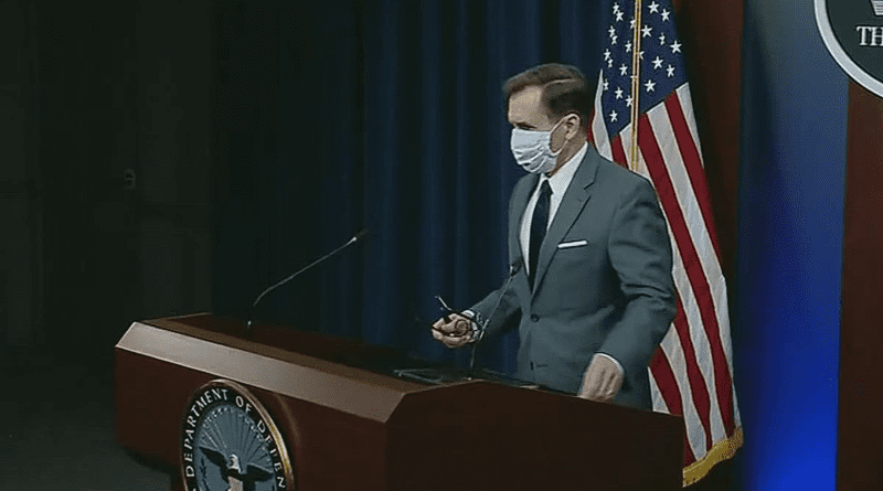 Pentagon Press Secretary John F. Kirby. Photo Credit: DoD video screenshot