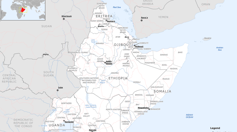 Detail of map of Greater Horn of Africa. Credit: Wikipedia Commons