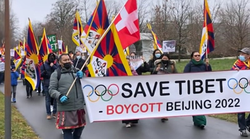 Protest by Tibetan independence groups against Chinese Winter Olympics (2022) held in New Delhi. Photo Credit: Rizhwickh, Wikipedia Commons