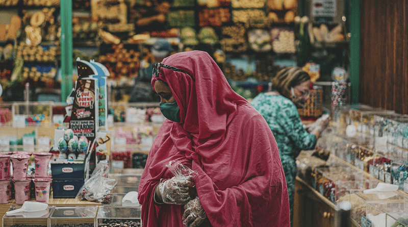 Woman Face Mask Market Hijab People Store Grocery