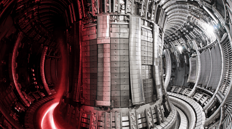 Nuclear fusion facility: JET interior with superimposed plasma CREDIT: UKAEA