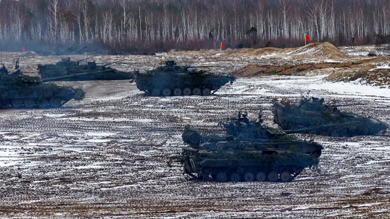 Tanks in joint Russia-Belarus military exercise. Photo Credit: Russia Defense Ministry