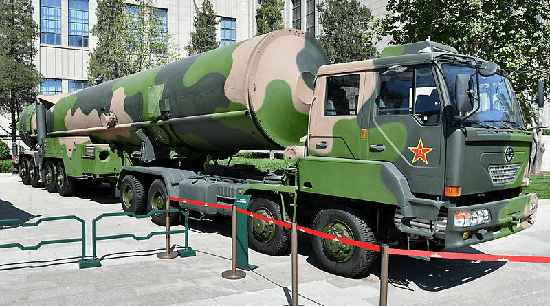 A Chinese Dong Feng 31 ballistic missile. Photo Credit: Tyg728, Wikipedia Commons