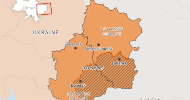 Rebel-held areas of Luhansk and Donetsk Regions in eastern Ukraine. Credit: RFE/RL