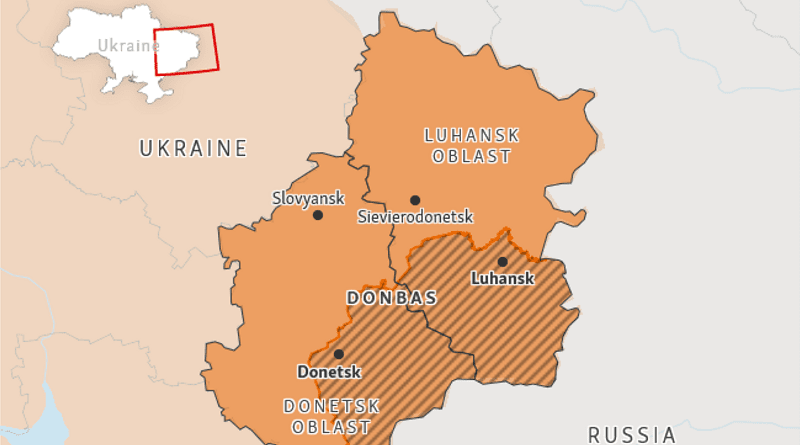 Rebel-held areas of Luhansk and Donetsk Regions in eastern Ukraine. Credit: RFE/RL